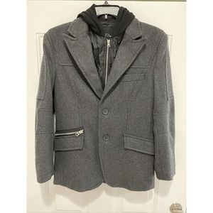 7 Diamonds Prague Coat Charcoal Wool Blend Trim Fit Jacket Men's Size Small S